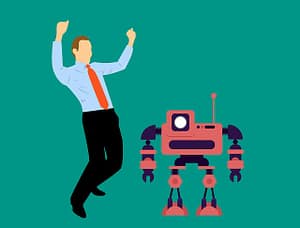 happy man, robot
